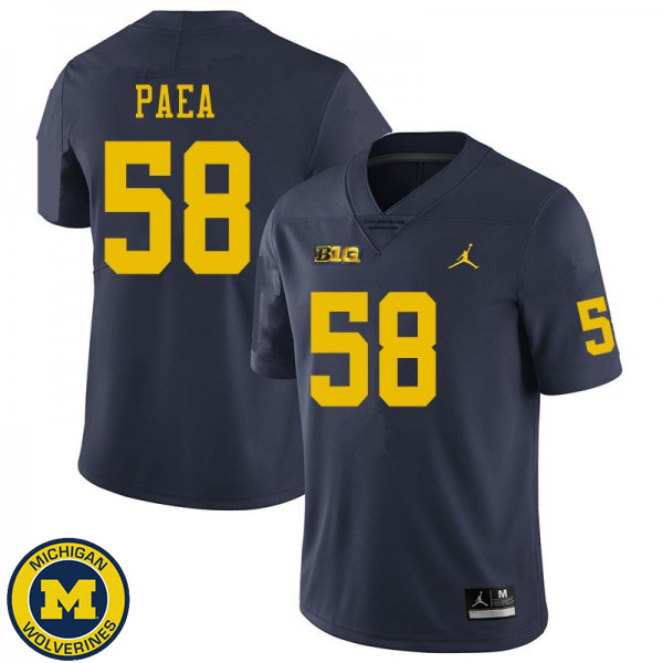 Men's Michigan Wolverines #58 Phillip Paea Navy Alumni Football Jersey